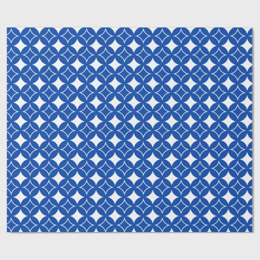 Blauw en wit scheepspatroon cadeaupapier (Vlak)