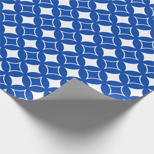 Blauw en wit scheepspatroon cadeaupapier (Hoek)