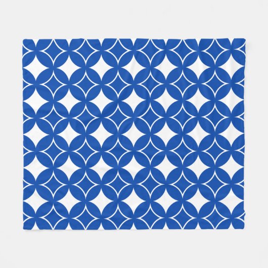 Blauw en wit scheepspatroon fleece deken (Voorkant (Horizontaal))