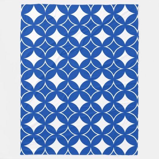 Blauw en wit scheepspatroon fleece deken (Voorkant)