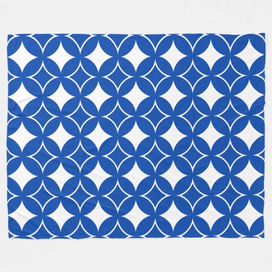 Blauw en wit scheepspatroon fleece deken (Voorkant (Horizontaal))