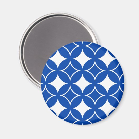 Blauw en wit scheepspatroon magneet (Voorkant / Achterkant)