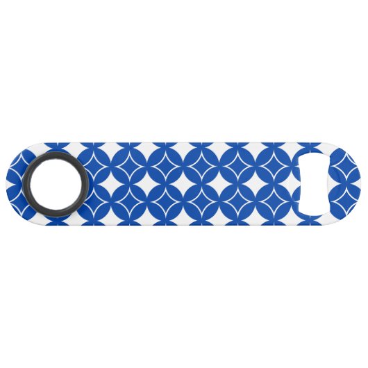 Blauw en wit scheepspatroon speed flessenopener (Voorkant (Horizontaal))