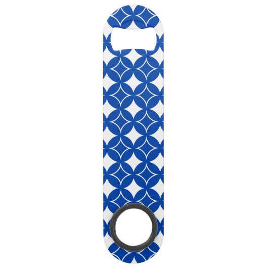 Blauw en wit scheepspatroon speed flessenopener (Voorkant)