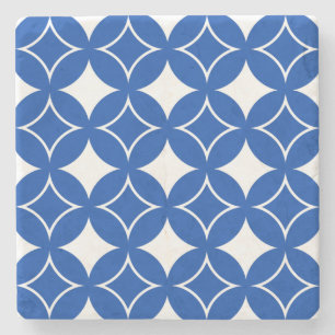 Blauw en wit scheepspatroon stenen onderzetter