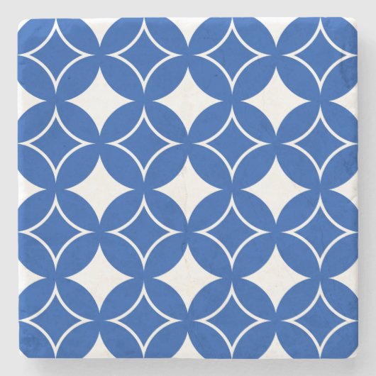 Blauw en wit scheepspatroon stenen onderzetter (Voorkant)