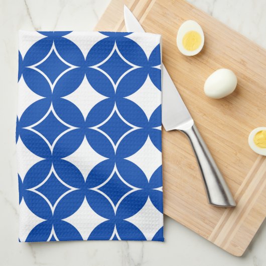 Blauw en wit scheepspatroon theedoek (Quarter Fold)