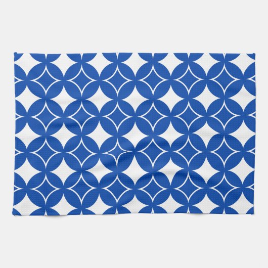 Blauw en wit scheepspatroon theedoek (Horizontaal)