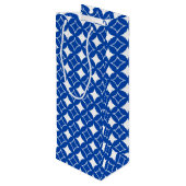 Blauw en wit scheepspatroon wijn cadeautas (Achterkant Gekanteld)