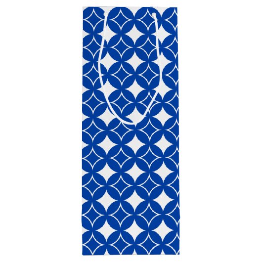 Blauw en wit scheepspatroon wijn cadeautas (Achterkant)