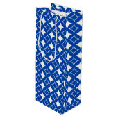 Blauw en wit scheepspatroon wijn cadeautas (Voorkant Gekanteld)