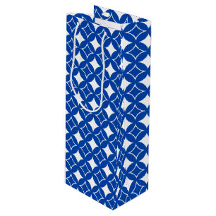 Blauw en wit scheepspatroon wijn cadeautas