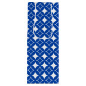 Blauw en wit scheepspatroon wijn cadeautas (Voorkant)