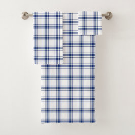 Blauw en wit scheepsplaid bad handdoek