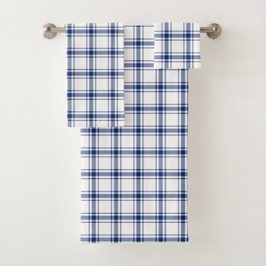 Blauw en wit scheepsplaid bad handdoek (Insitu)