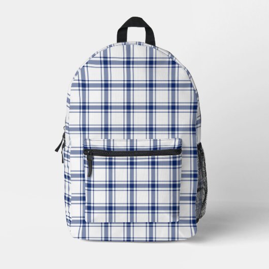 Blauw en wit scheepsplaid bedrukte rugzak (Voorkant)