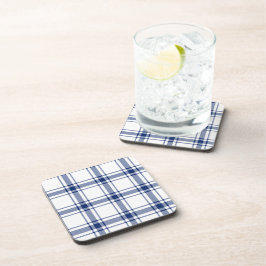 Blauw en wit scheepsplaid bier onderzetter