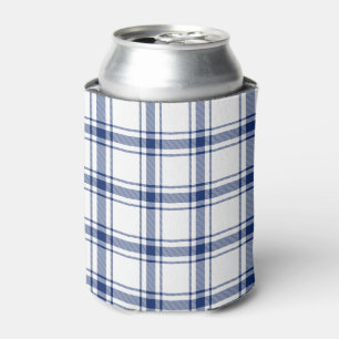 Blauw en wit scheepsplaid blikjeskoeler