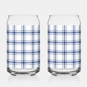 Blauw en wit scheepsplaid blikvorm glas