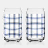 Blauw en wit scheepsplaid blikvorm glas (Links)