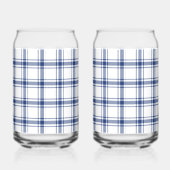 Blauw en wit scheepsplaid blikvorm glas (Rechts)