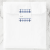 Blauw en wit scheepsplaid cadeaubijsl sticker (Tas)