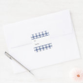 Blauw en wit scheepsplaid cadeaubijsl sticker (Envelop)