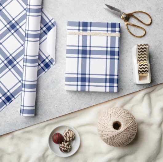 Blauw en wit scheepsplaid cadeaupapier (Crafts)