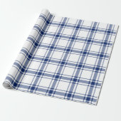 Blauw en wit scheepsplaid cadeaupapier (Uitgerold)