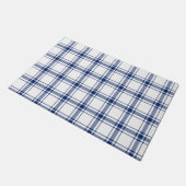 Blauw en wit scheepsplaid deurmat (Schuin)