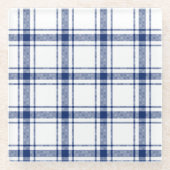 Blauw en wit scheepsplaid glazen onderzetter (Voorkant)