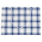 Blauw en wit scheepsplaid groot cadeauzakje (Voorkant)