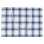 Blauw en wit scheepsplaid groot cadeauzakje (Achterkant)