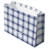 Blauw en wit scheepsplaid groot cadeauzakje (Achterkant Gekanteld)