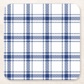 Blauw en wit scheepsplaid kartonnen onderzetters (Voorkant)