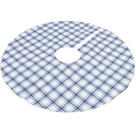 Blauw en wit scheepsplaid kerstboom rok (Gekanteld)