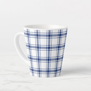 Blauw en wit scheepsplaid latte mok