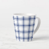 Blauw en wit scheepsplaid latte mok (Rechterhoek)