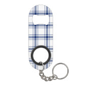 Blauw en wit scheepsplaid mini flessenopener (Achterkant)
