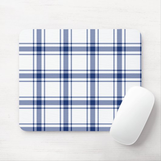 Blauw en wit scheepsplaid muismat (Met muis)