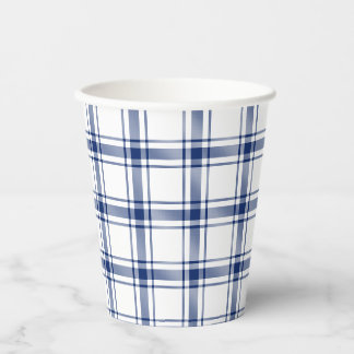 Blauw en wit scheepsplaid papieren bekers