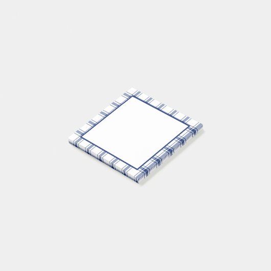 Blauw en wit scheepsplaid post-it® notes (Schuin)