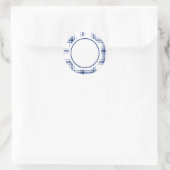 Blauw en wit scheepsplaid ronde sticker (Tas)