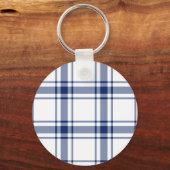 Blauw en wit scheepsplaid sleutelhanger (Voorkant)