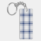 Blauw en wit scheepsplaid sleutelhanger (Voorkant Links)