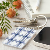 Blauw en wit scheepsplaid sleutelhanger (Voorkant Rechts)