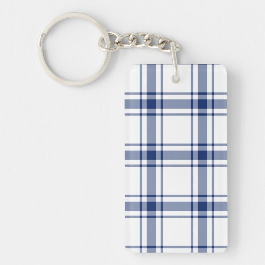 Blauw en wit scheepsplaid sleutelhanger (Voorkant)