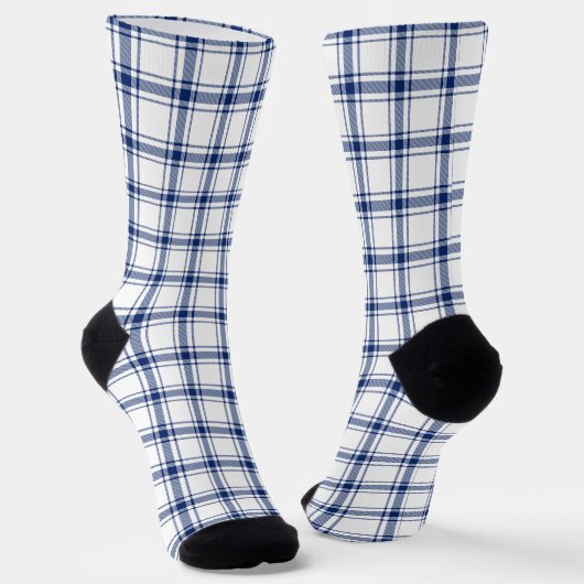 Blauw en wit scheepsplaid sokken (Gebogen)
