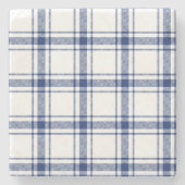 Blauw en wit scheepsplaid stenen onderzetter (Voorkant)