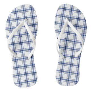 Blauw en wit scheepsplaid teenslippers